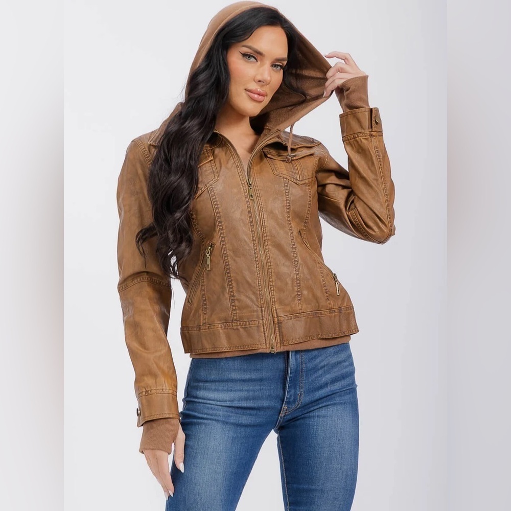 Women's Tan Hooded Jacket